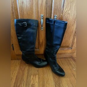 Ecco Black Leather Heeled Boots